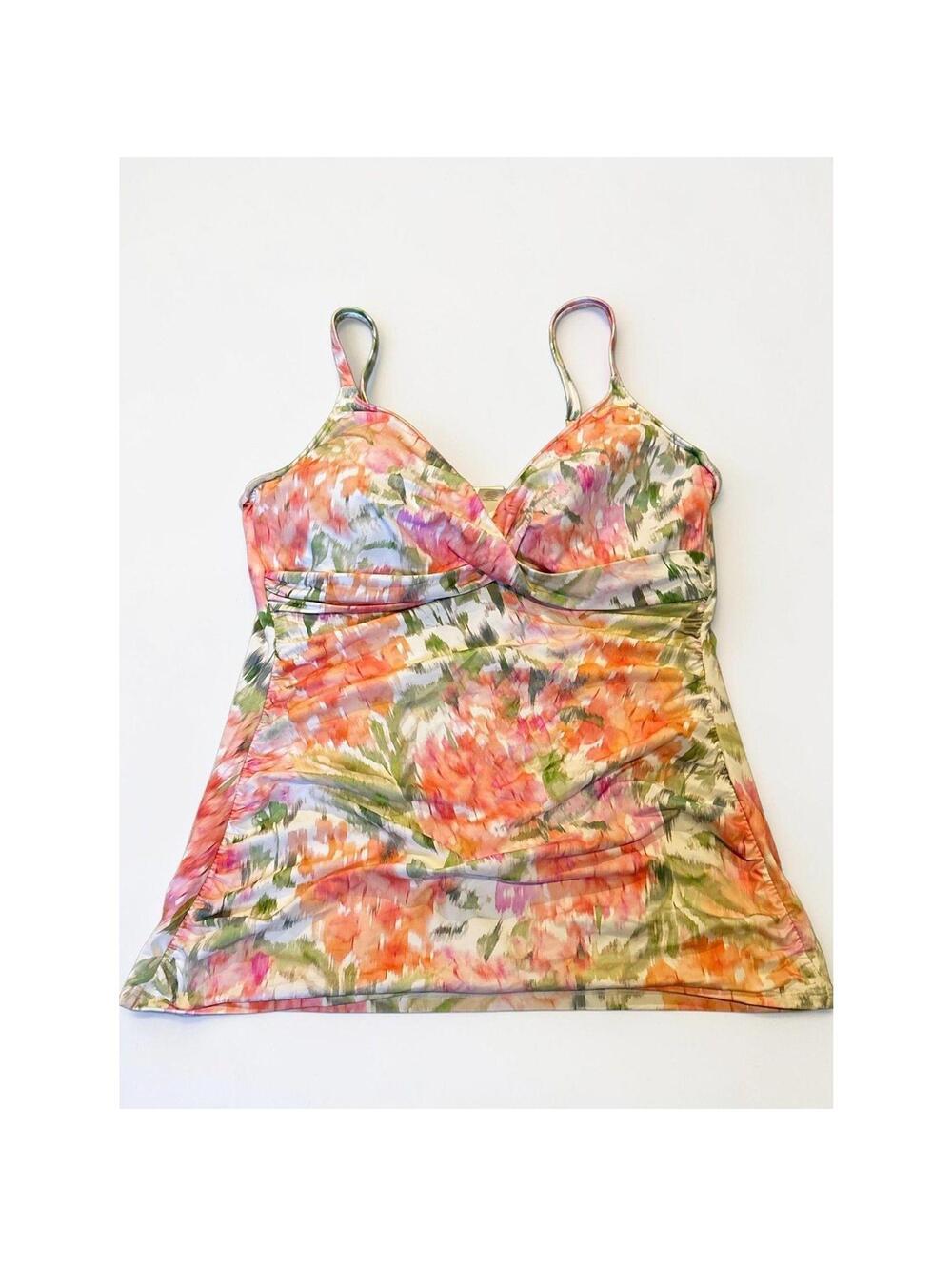 Lauren Ralph Lauren Floral Tankini Swim Top Size 14 L Large Watercolor New